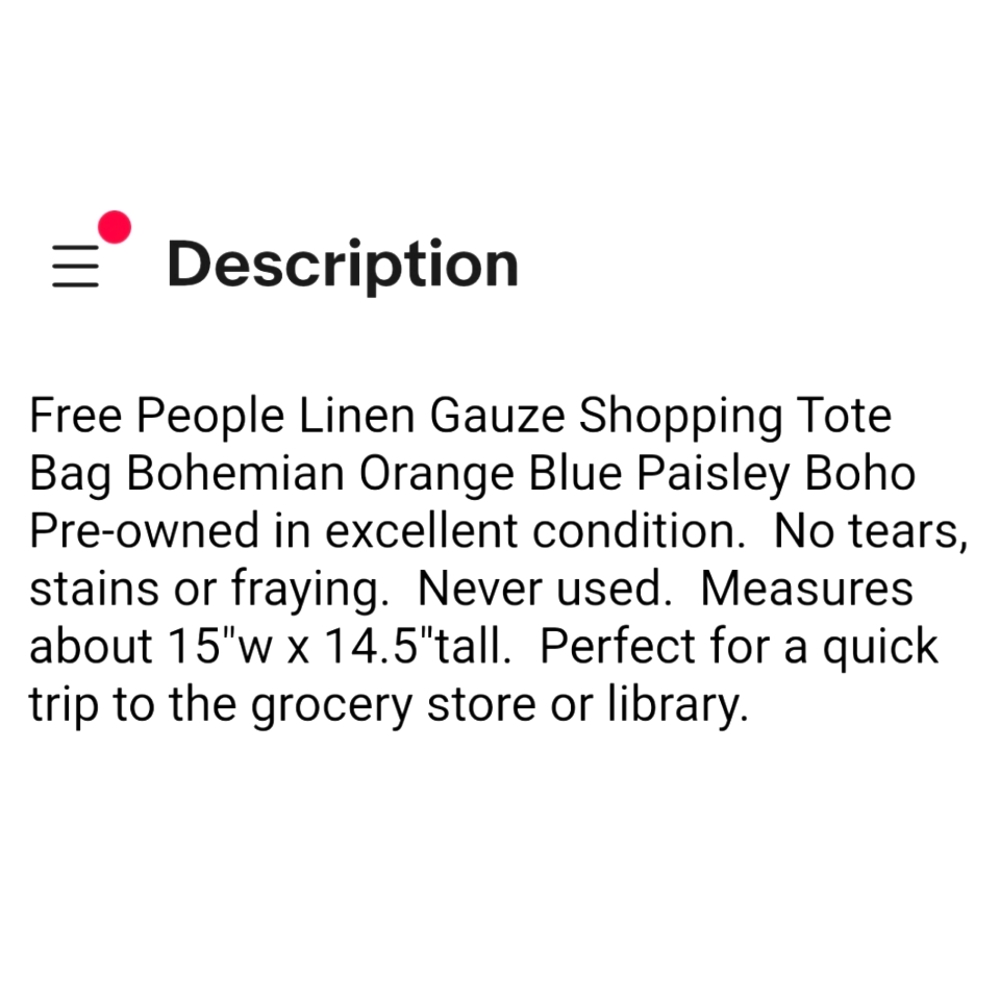 EUC Free People Linen Paisley tote - Picture 4 of 5